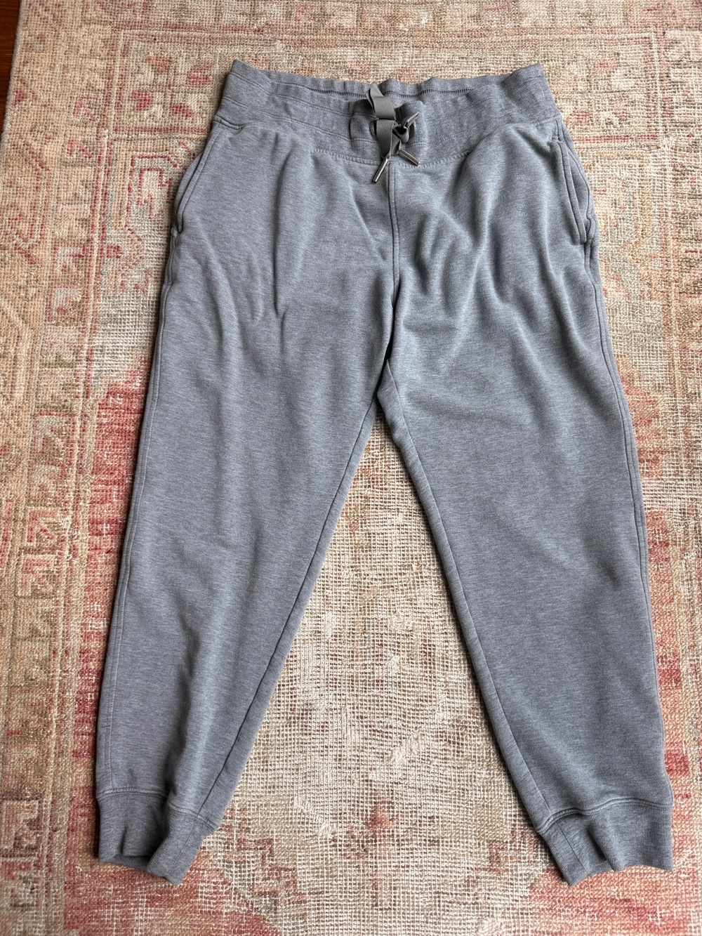 Athleta Heather Gray Cropped Sweatpants with Drawstring